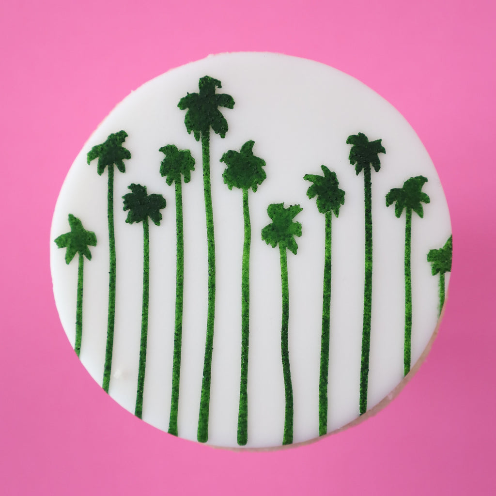 Mini Cookie & Cupcake Stencils - Palm Tree Skyline