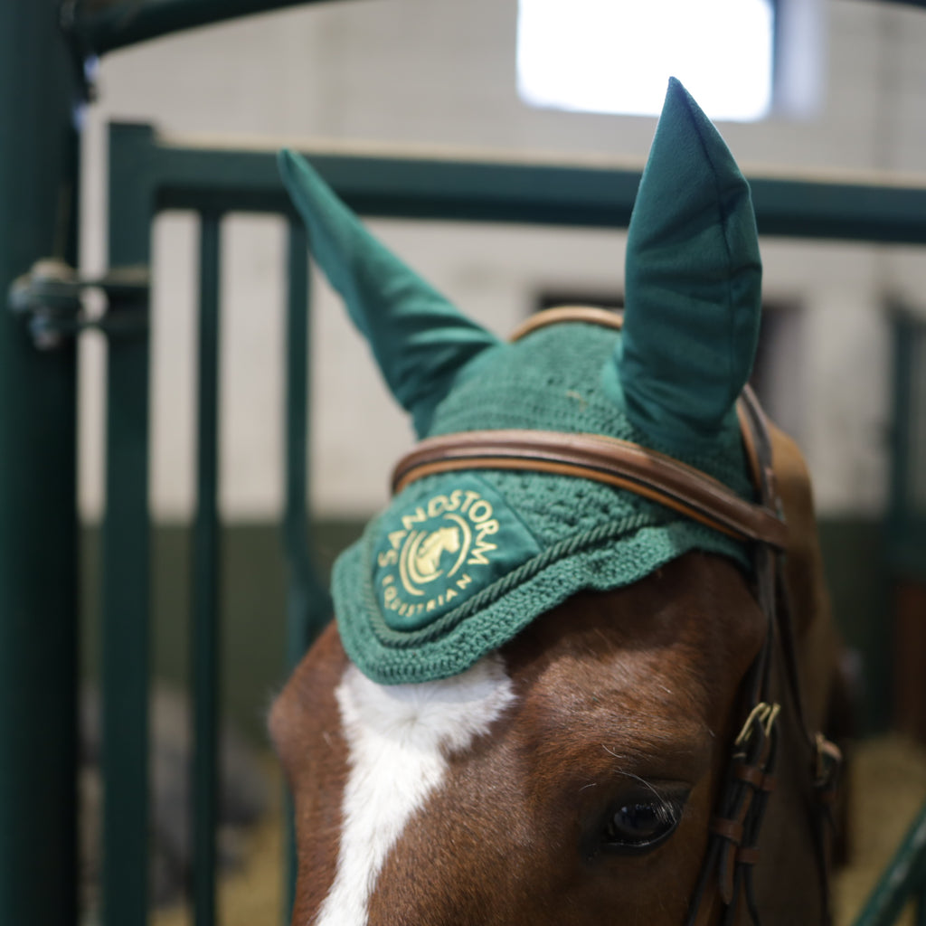 Sandstorm Equestrian - Ear Veil - Emerald Green