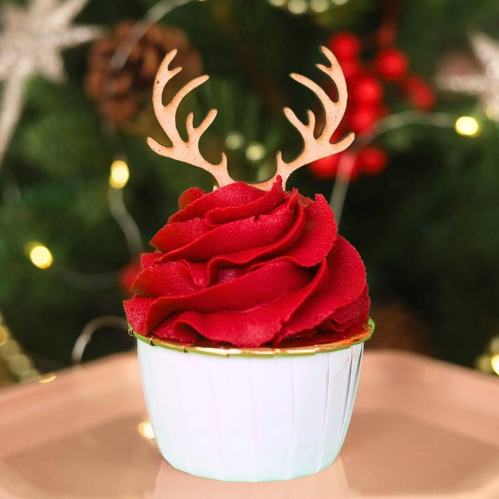 Sweet Stamp Cupcake Toppers - Reindeer Antlers 6pk - Wood
