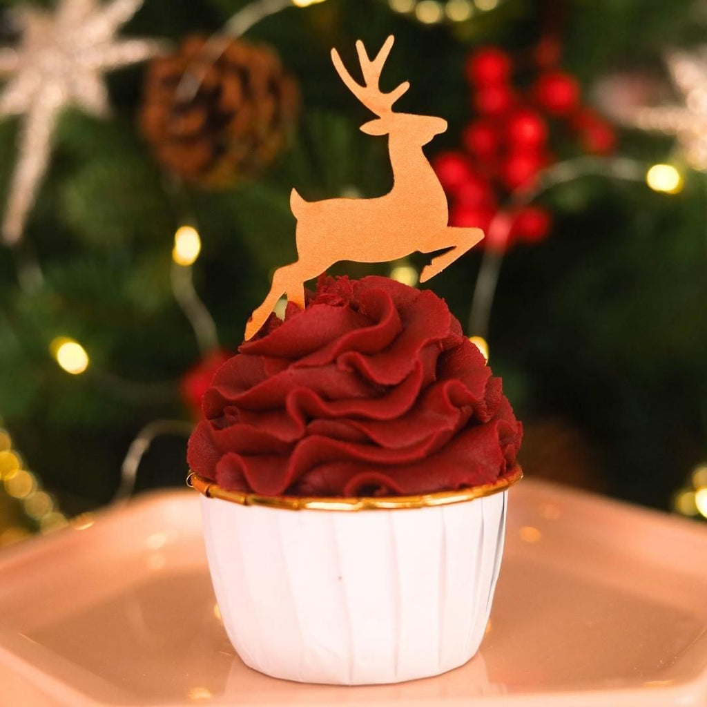 Sweet Stamp Cupcake Toppers - Reindeer 6pk - Gold Metallic