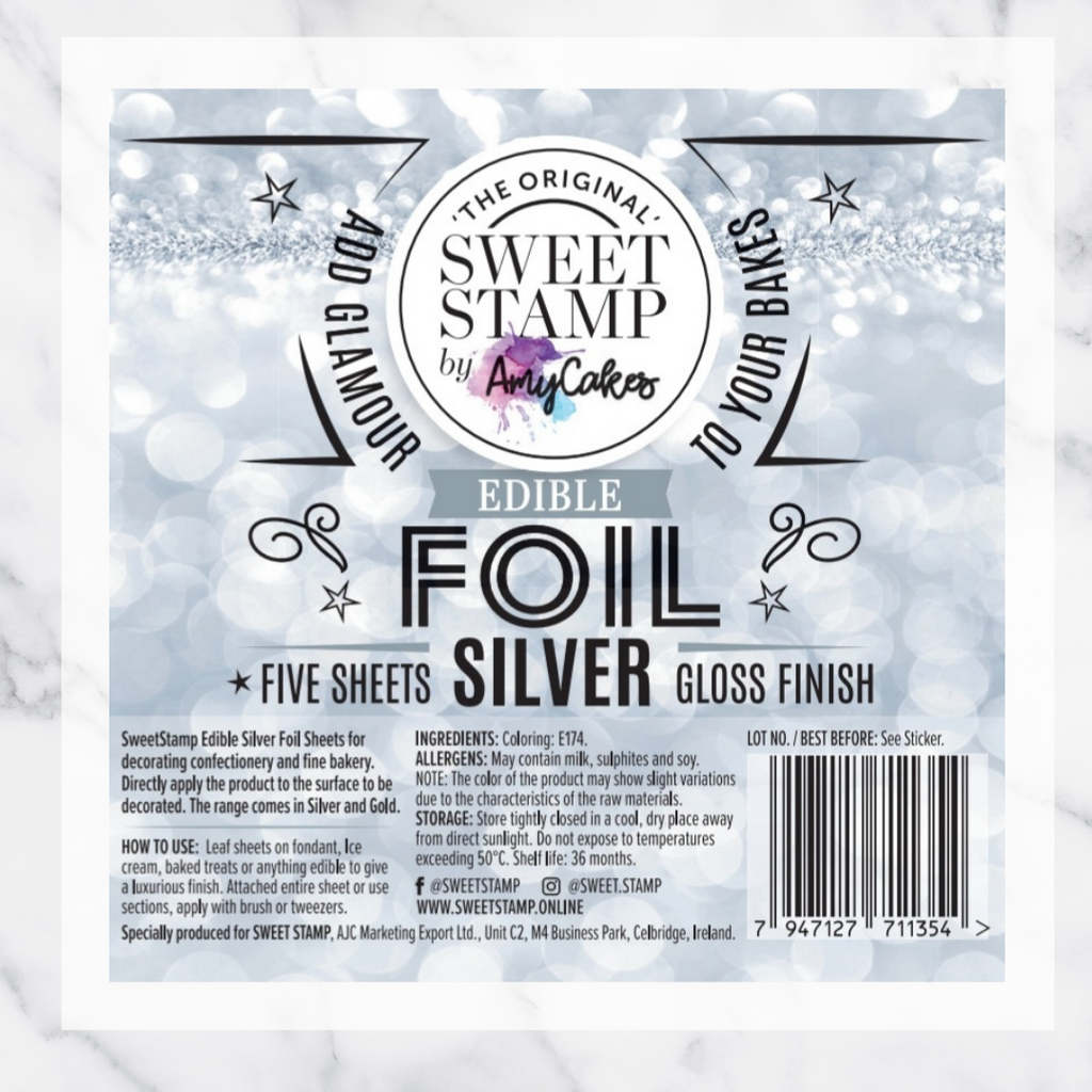 SweetStamp Edible Foil - Silver Leaf Sheets 5pk