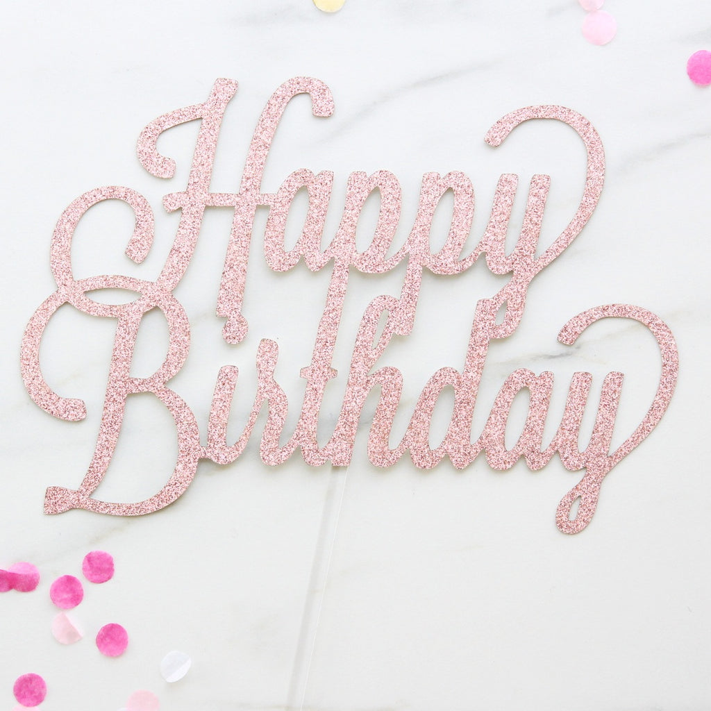Happy Birthday Card Topper - Rose Gold
