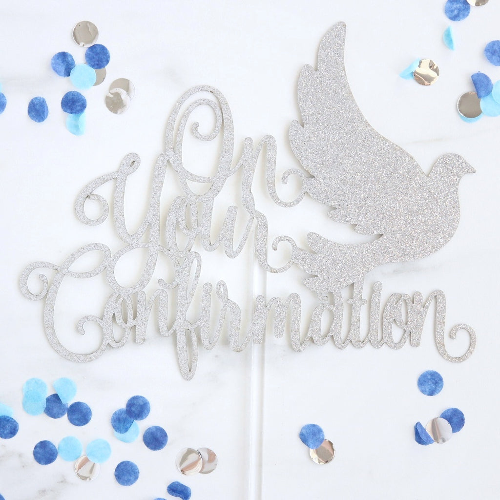 Confirmation Card Topper - Silver Glitter