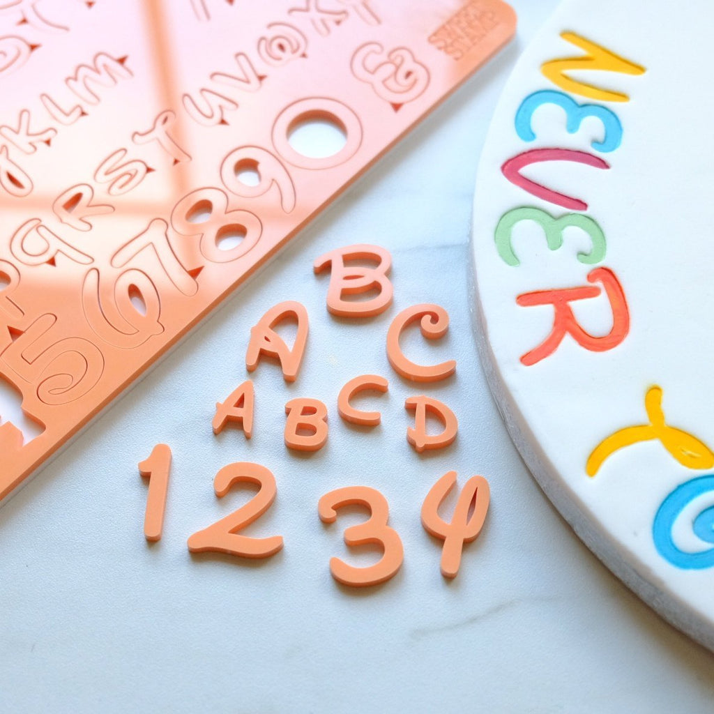 Sweet Stamp Set of Frosting Upper & Lower Case Letters and Numbers, Size: Mini, Purple