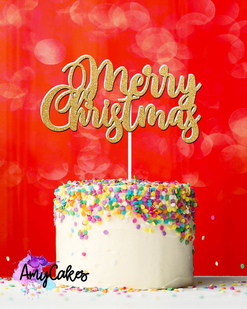 Merry Christmas Card Topper - Gold
