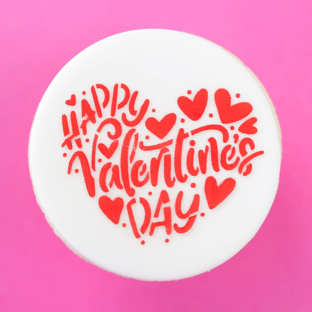 Mini Cookie & Cupcake Stencils - Happy Valentines Day Heart Shape