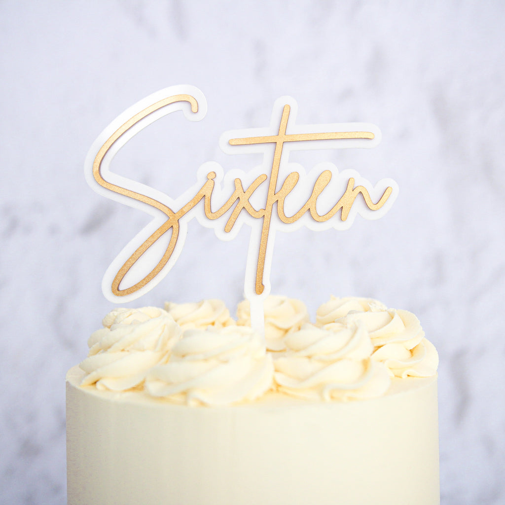 Sixteen Cake Topper - Trendy Gold