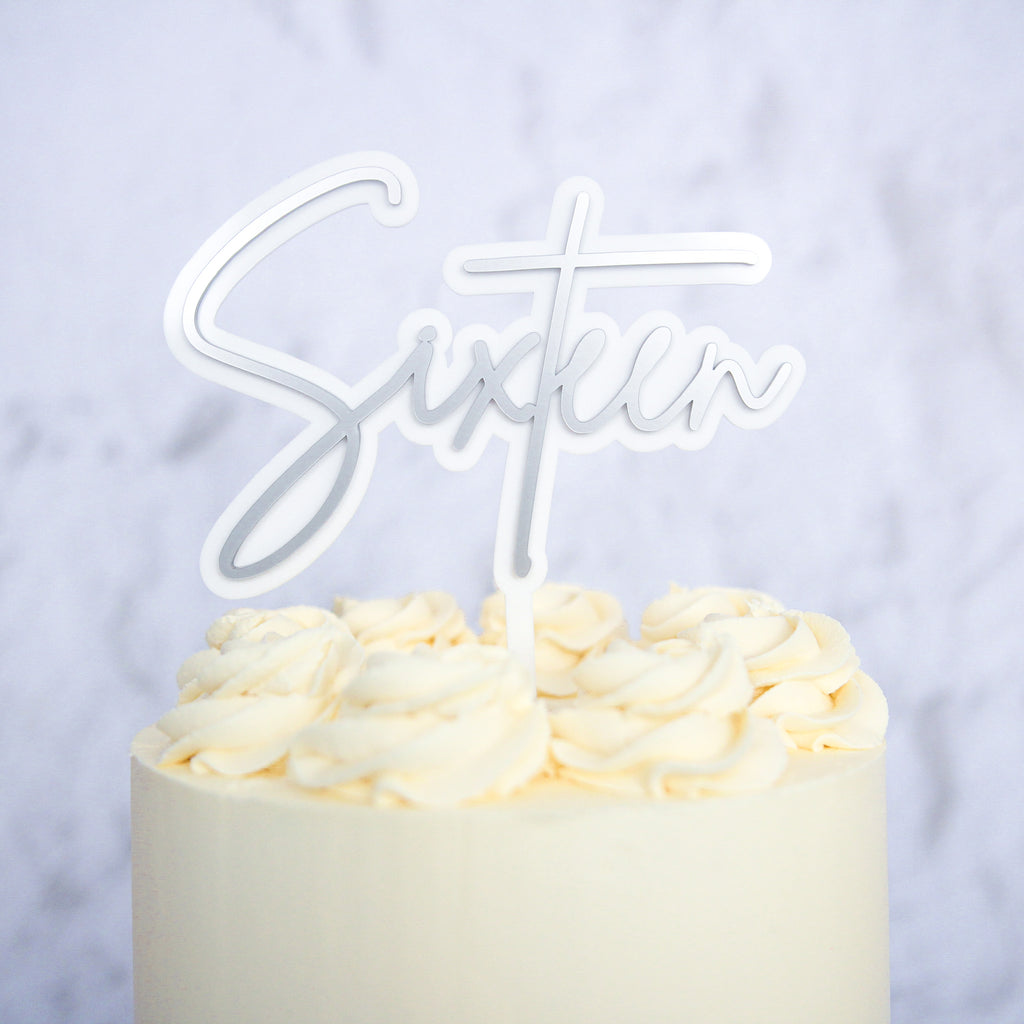 Sixteen Cake Topper - Trendy Silver
