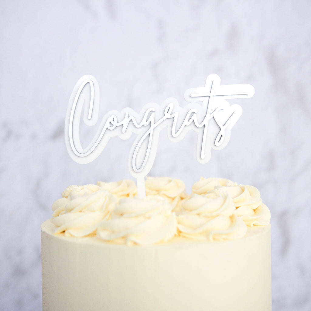 Congrats Cake Topper - Trendy Silver