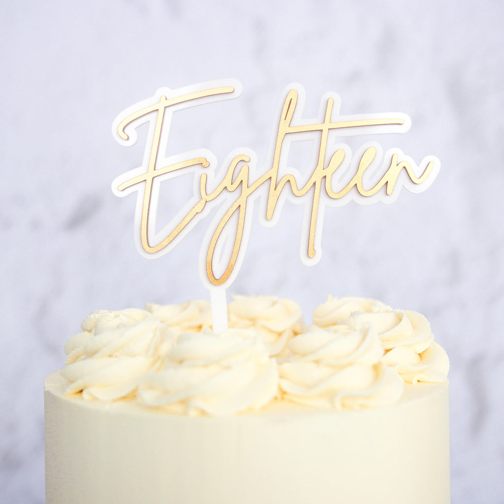 Eighteen Cake Topper - Trendy Gold
