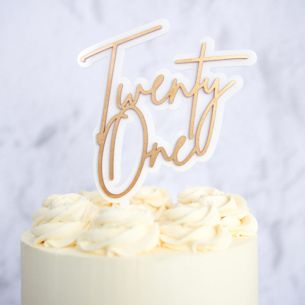 Twenty One Cake Topper - Trendy Gold
