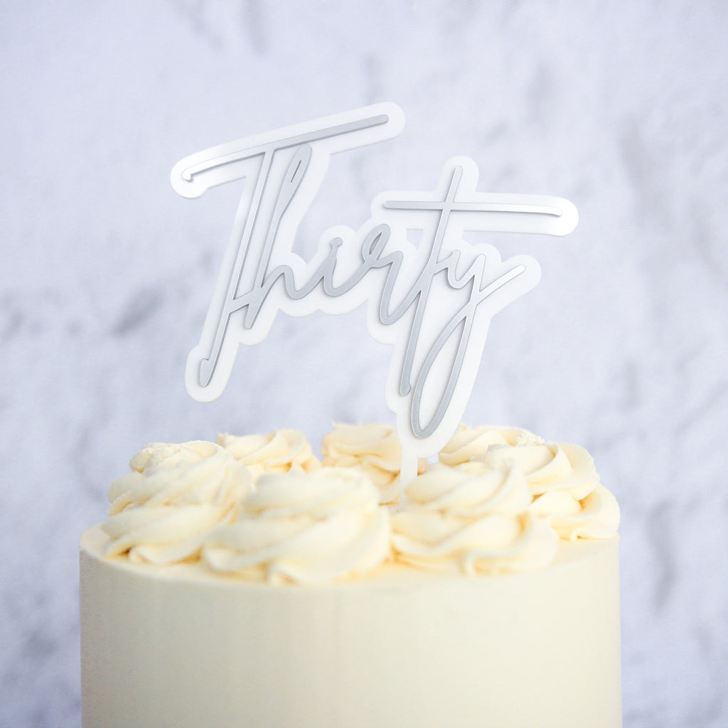 Thirty Cake Topper - Trendy Silver