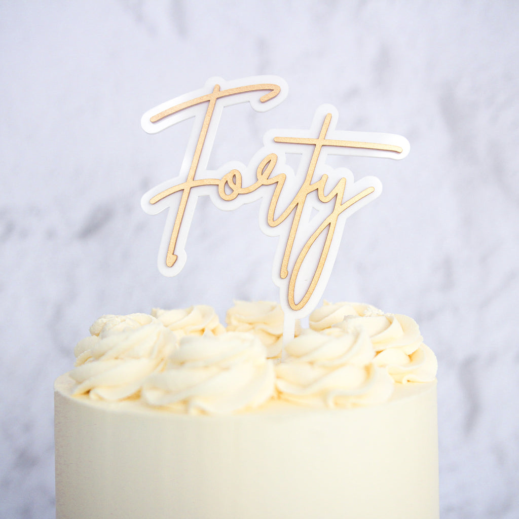 Forty Cake Topper - Trendy Gold