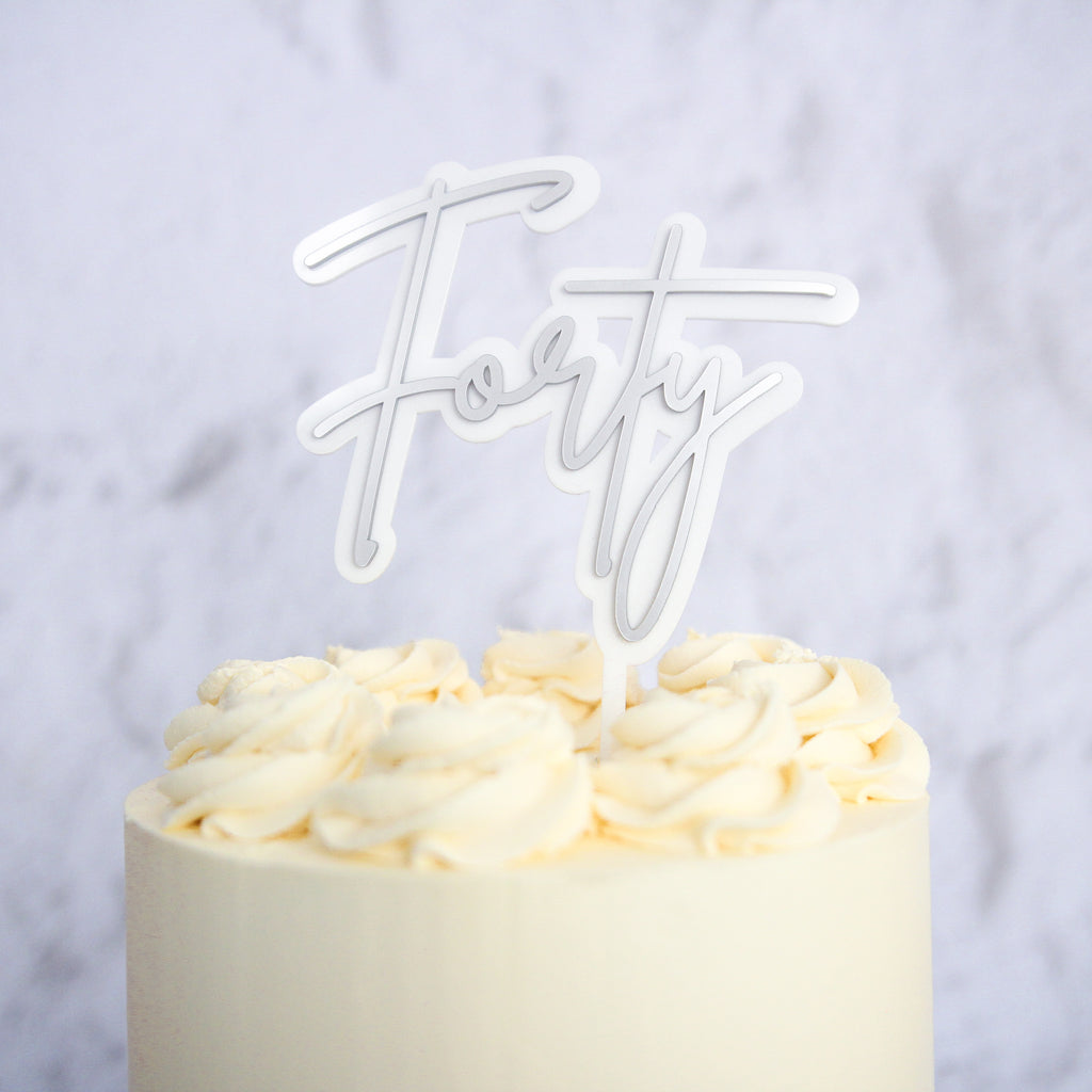 Forty Cake Topper - Trendy Silver