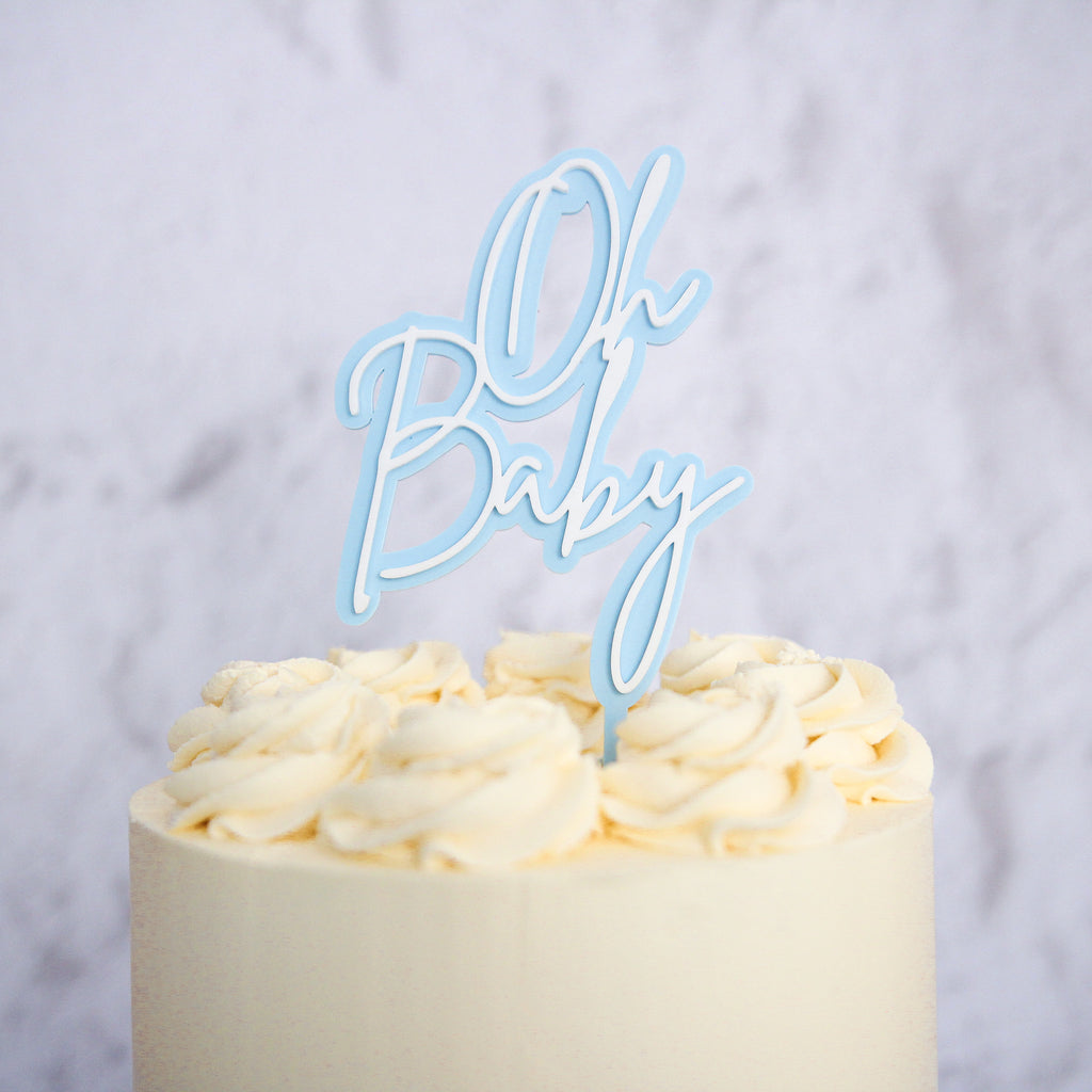 Oh Baby Cake Topper - Trendy Blue