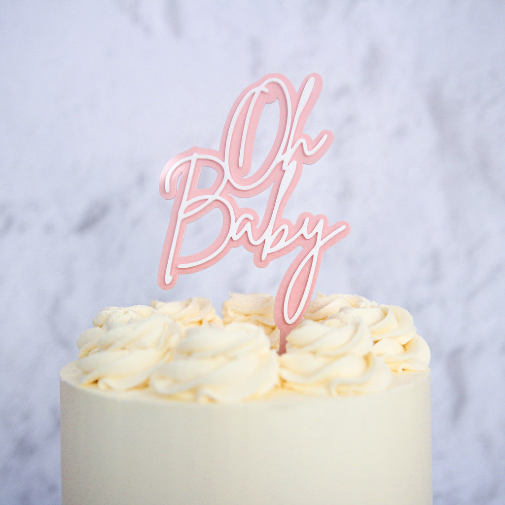 Oh Baby Cake Topper - Trendy baby Pink