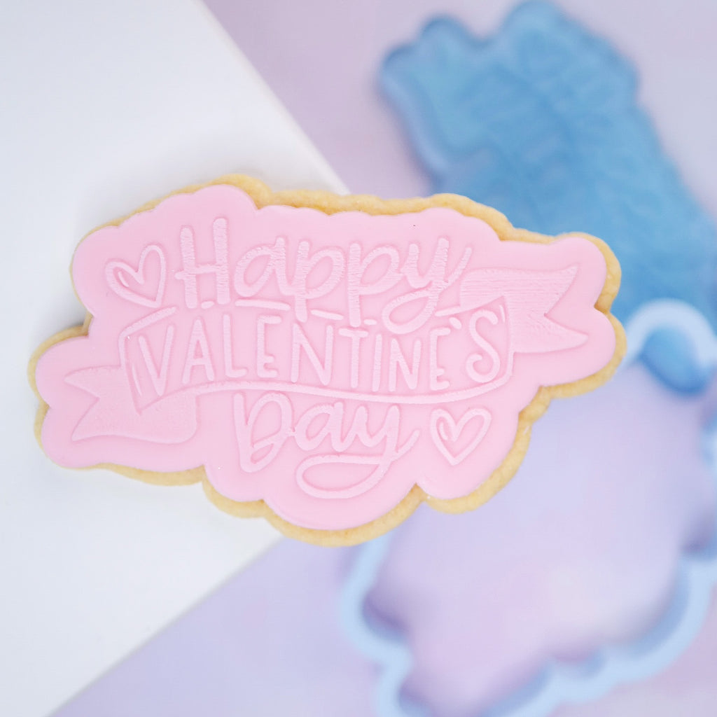 Happy Valentine's Day Heart Cookie Cutter, Stamp