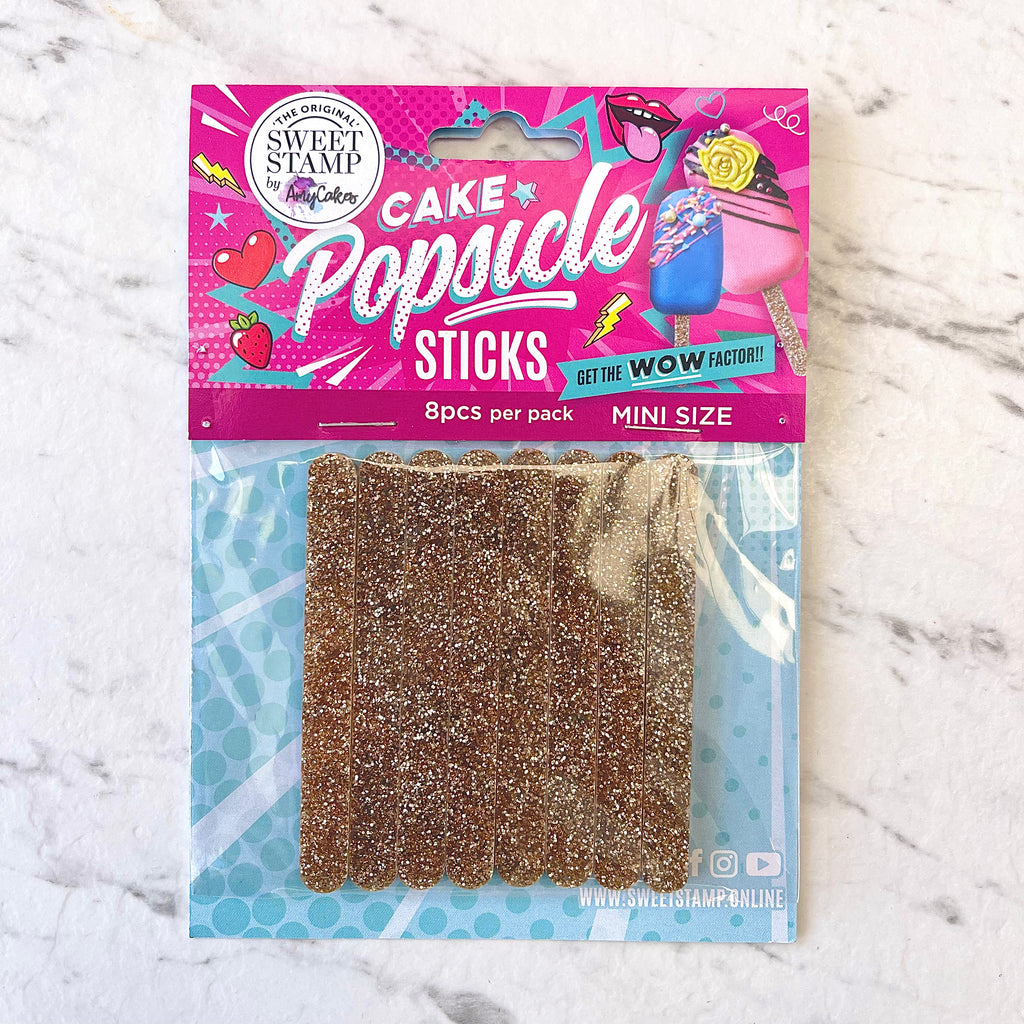 SweetStamp Popsicle Sticks 8pk - Mini Gold glitter
