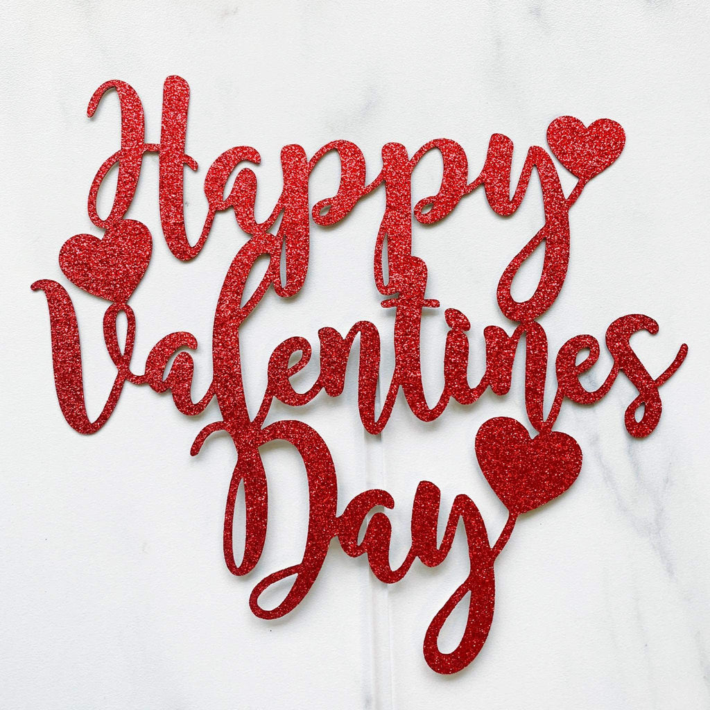 Happy Valentine's day Card Topper - Red Glitter